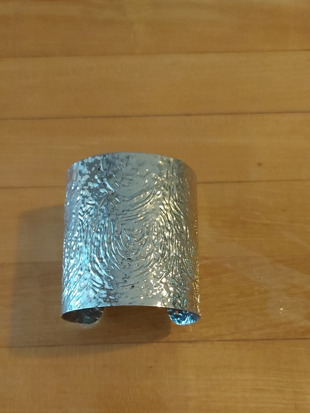 Textured Silver-Tone Wide Cuff Bracelet